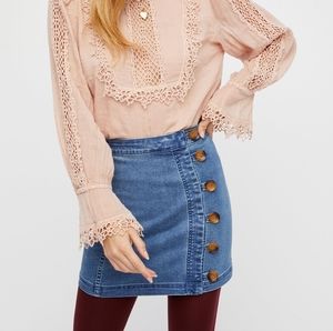 Free People Blue Little Daisies Mini Skirt Size 8